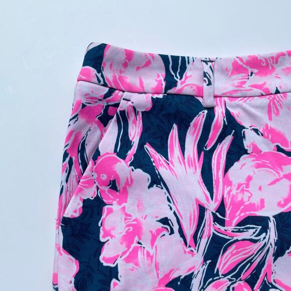 Lilly Pulitzer Callahan Knit Short Inky Navy Flamingle 5" Inseam Size 16 NEW - Picture 2 of 9